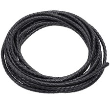 5.5 Yards Genuine Leather Cord 4Mm round Braided Bolo Leather Cord Strip Brai...