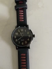 Timex Diver Watch Indiglo Houndstooth Quartz Black Dial  Works Great New Band
