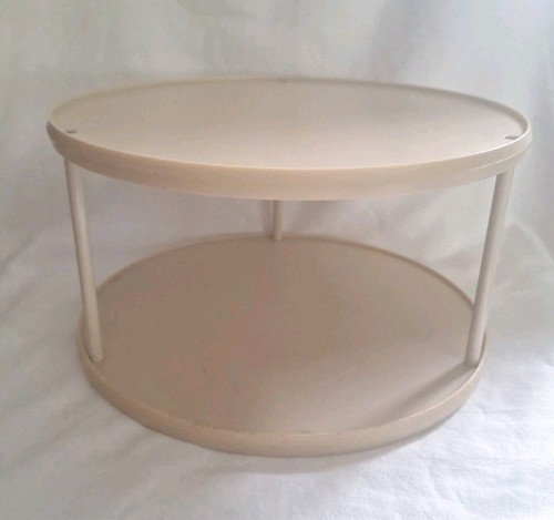 Vintage Rubbermaid Lazy Susan Plattenspieler Beige 10,5" Rund Kunststoff 2 Ebenen Praktisch!