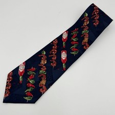 Tabasco Hot Sauce 100% Silk Tie Skewer Shrimp Hot Peppers Made In USA Vintage