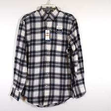 Izod Flannel Shirt Men's Size S Gray Plaid Button Front Super Soft