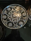 Vintage Clear 13” Cupped Edge Torte Plate Anchor Hocking Star Of David .