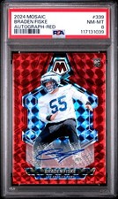 2024 PANINI MOSAIC AUTO-RED #339 BRADEN FISKE 30/199 PSA 8