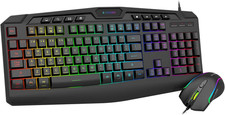 Combo Teclado Mouse Gamer RGB 104 Teclas Antighosting Silencioso DPI 3200 Negro