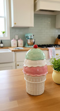 Rare Vintage New Treasure Craft Ice Cream Cone Cookie Jar