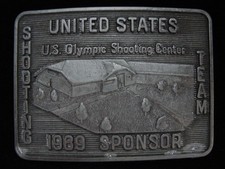 OA15140 VINTAGE 1989 UNITED STATES SHOOTING TEAM OLYMPIC SPORTS BELT BUCKLE