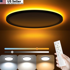 AmazeFan 12Inch LED Flush Mount Ceiling Light with Remote 12 inches, Black