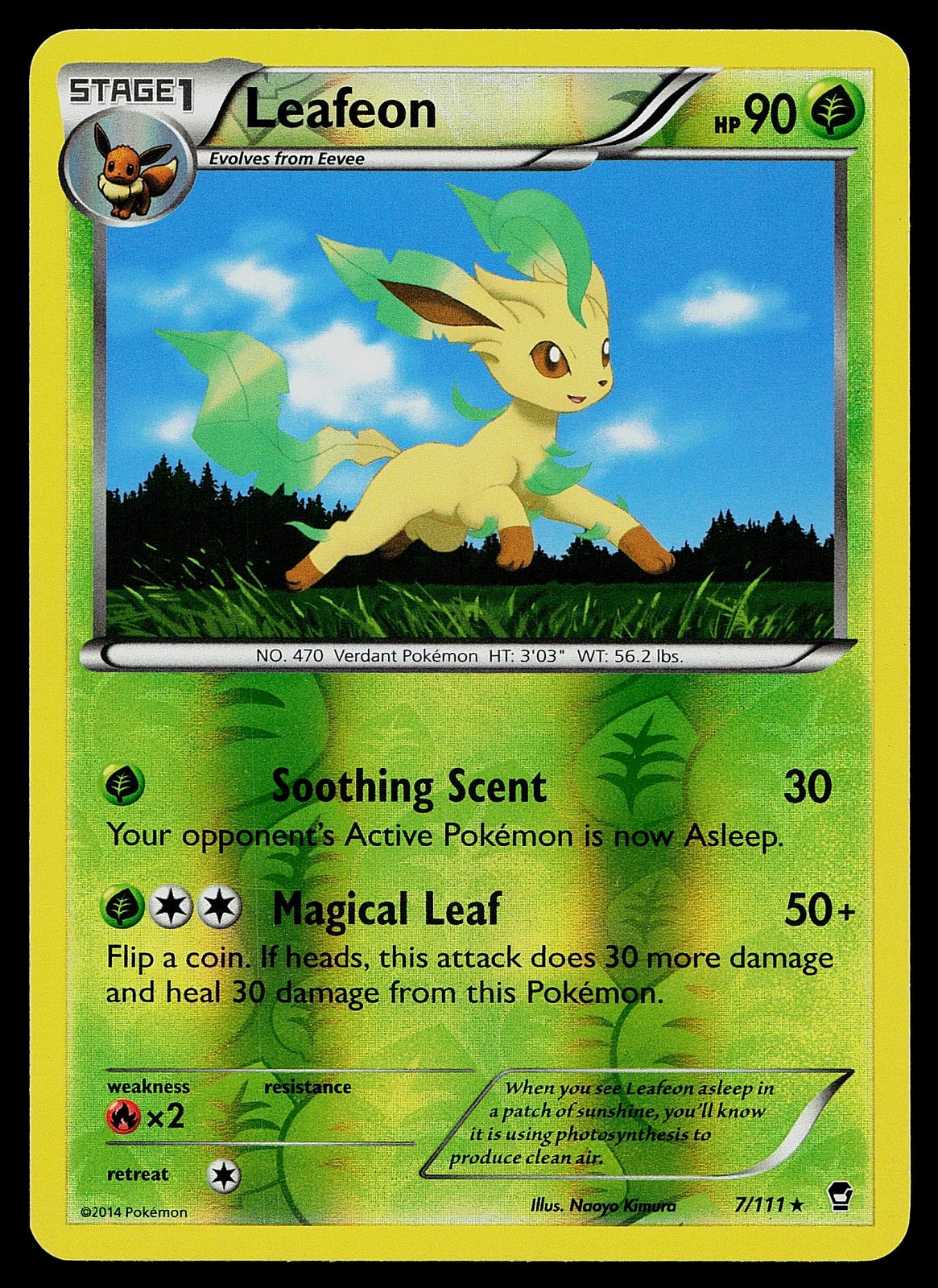 Pokemon Card - Leafeon XY - Furious Fists 7/111 Rare Reverse Holo