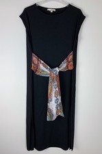 Johnny Was Calme Midi Dress Sleeveless Stretch Tie Front Womens Medium Black