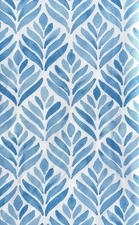 Watercolor Light Blue Leaves Vinyl Flannel Backed Tablecloth Var Size by Elrene