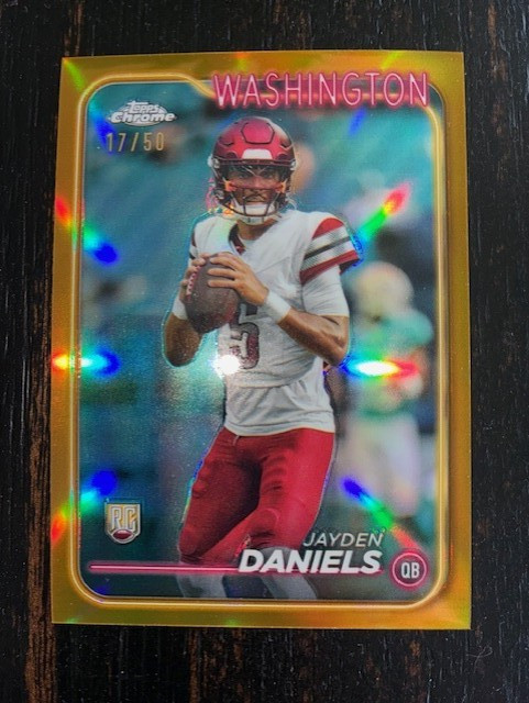 2024 Topps Chrome Jayden Daniels RC Gold Refractor #201 17/50