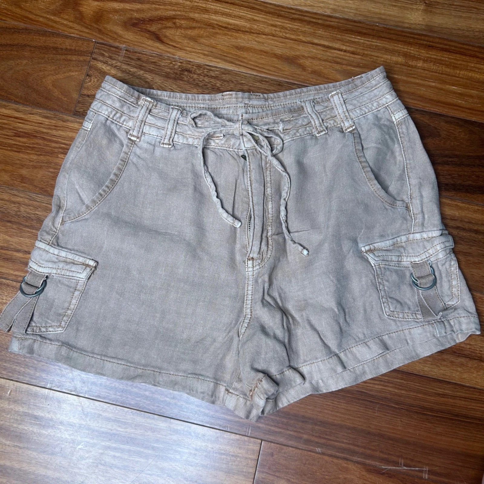 American eagle linen blend Shorts Drawstring Waist Casual cargo Shorts