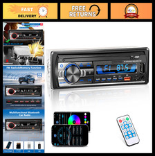 Single DIN Bluetooth Car Stereo, Handsfree, FM/USB/AUX/MP3, 7 Color LED, App Con