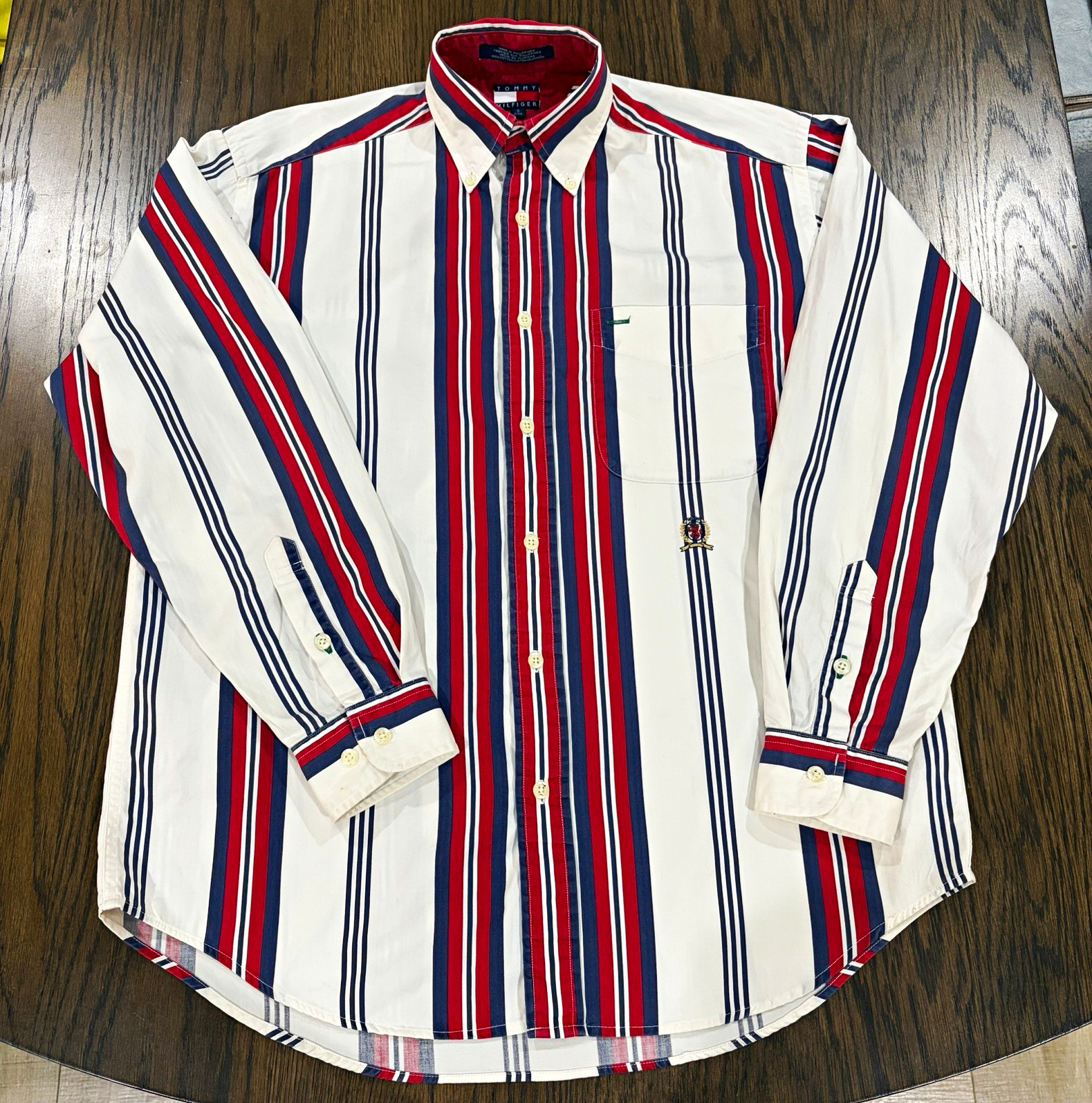 Tommy Hilfiger, Vintage Tommy Hilfiger Men’s S Button-Down Long Sleeve Striped Cotton Shirt