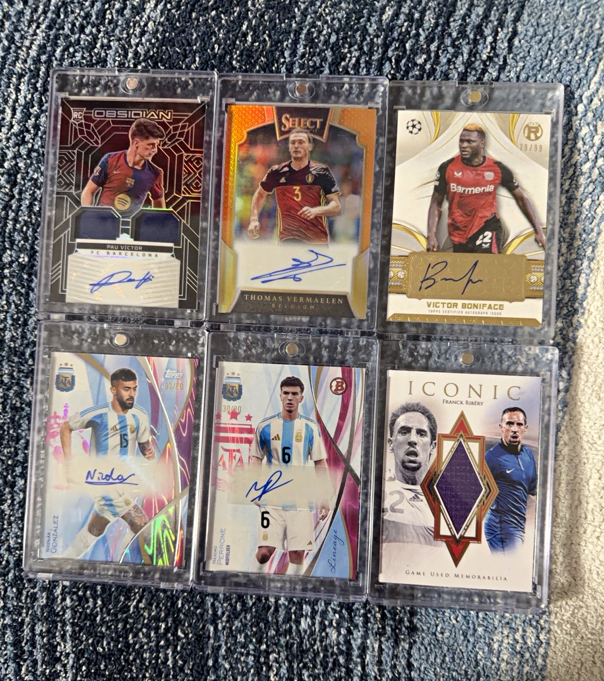6-Card Soccer Auto & Memorabilia Lot Obsidian/Select Topps Pau Víctor RC