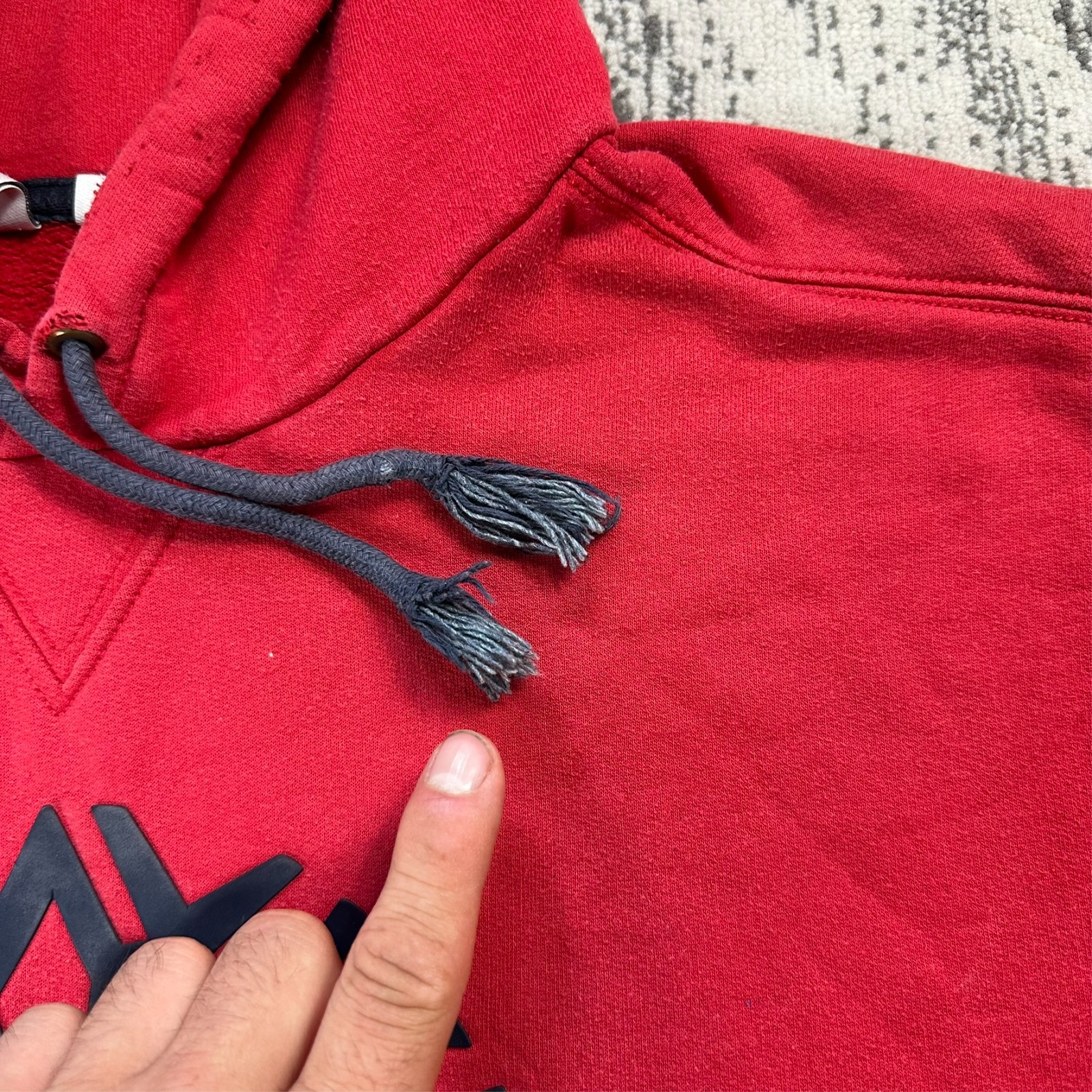 Vintage Timberland Chest Logo Red Navy Tree Logo Size XXL TTG Pullover Hoodie image 2
