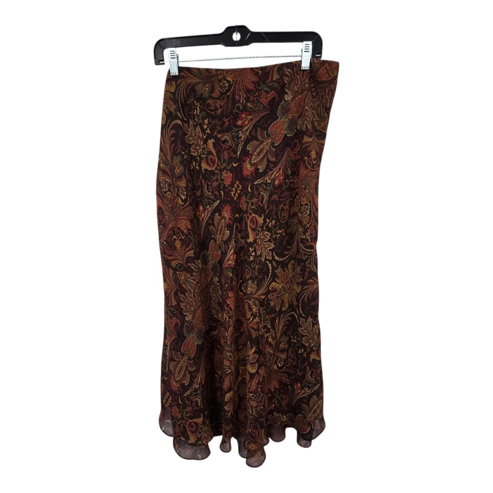 Falda Alta Baja De Colección Años 90 Y2K Chaps Paisley Para Mujer LG Marrón Academia Fluida  Foto 2 de 4