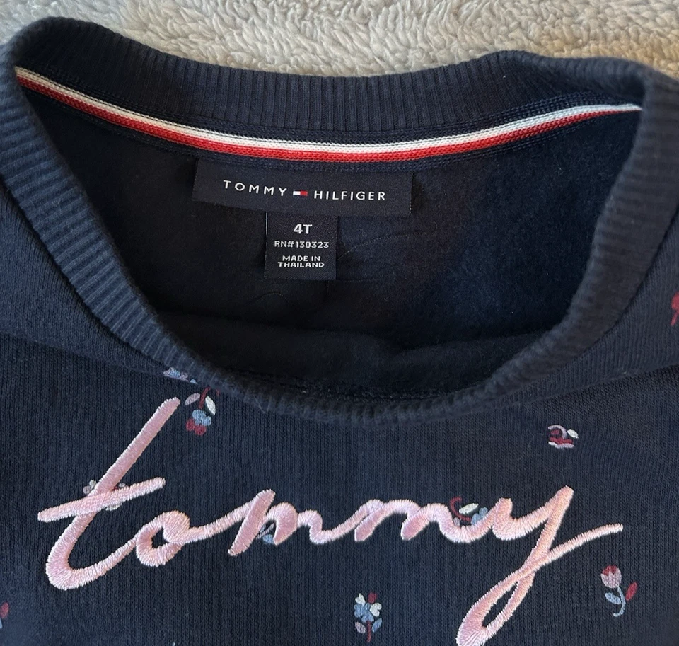 TOMMY HILFIGER TODDLER'S Floral Embroider LS SWEATSHIRT SZ 4T NWT - Image 2 of 4