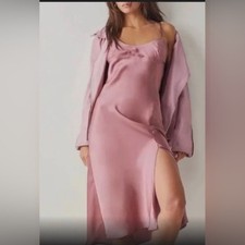 Free People Intimately free pink satin effect Right This Way Bias Slip dress szM
