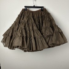 Vtg 1980  s Nita Smith Western Fashion Square Dance Skirt Petticoat Brown Full L