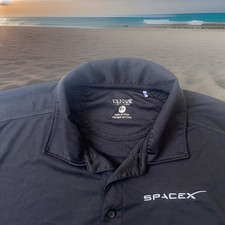 Embroidered SpaceX Dragon Logo S/S Polo Shirt Adult Medium Black Rockets Vintage