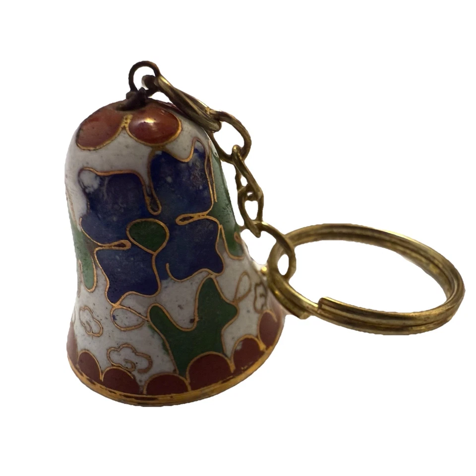 Bolso Esmaltado Cloisonne Vintage Dije ¡RARO! Llavero Campana Anillos Tono Oro Rojo Asia Foto 2 de 4