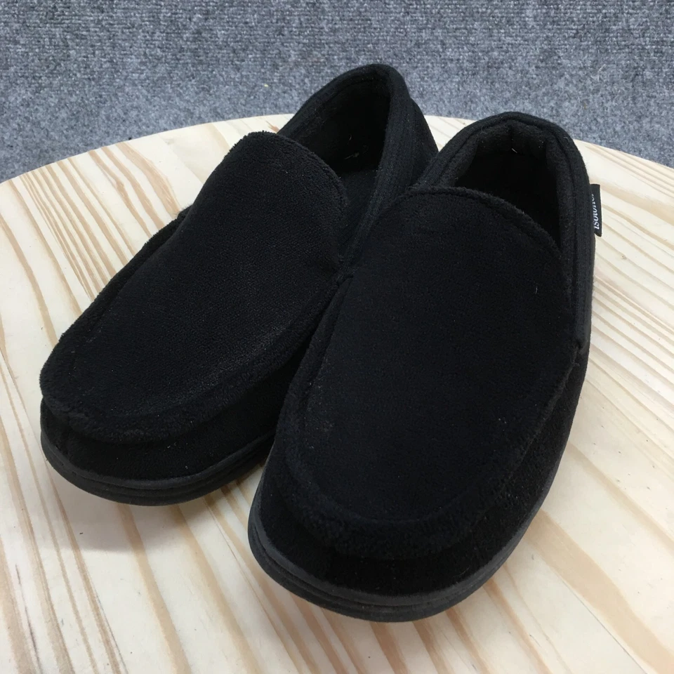Zapatillas Isotoner Para Hombre 8-9 Microterry Y Waffle Travis Sin Cordones Mocasín Negro Foto 3 de 4