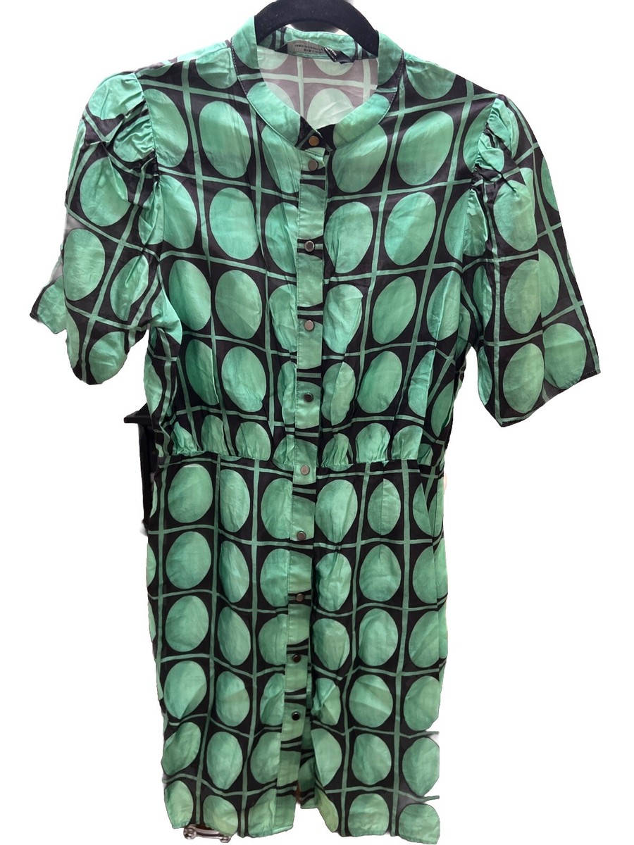 zara green button dress NEW Zara Green Faux Vegan Leather Sleeveless Button V-neck Ruffle Mini  Dress M main image 1