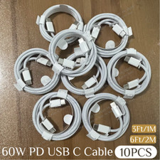 10Pack PD 60W USB C to USB-C Cable Fast Charge Cord For iPhone15/16/Samsung/iPad