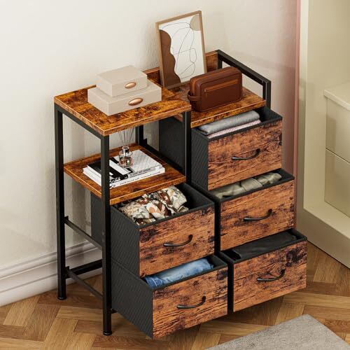 Dresser, Dresser for Bedroom, Drawer Organizer Storage Rustic Brown - Picture 4 of 5