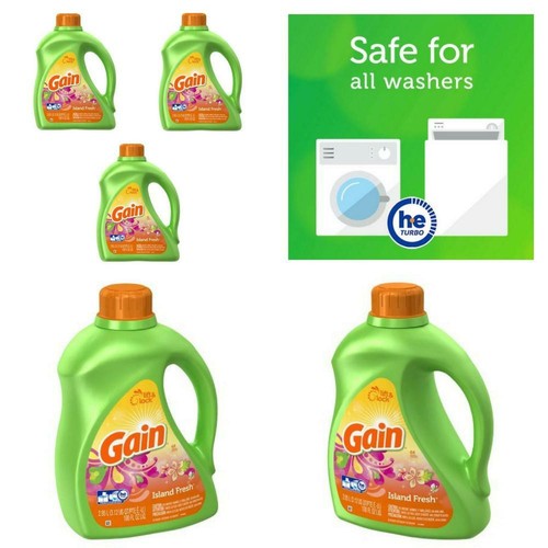 Gain Liquid Laundry Detergent, Island Fresh Scent, 64 loads, 100 oz - Pack...