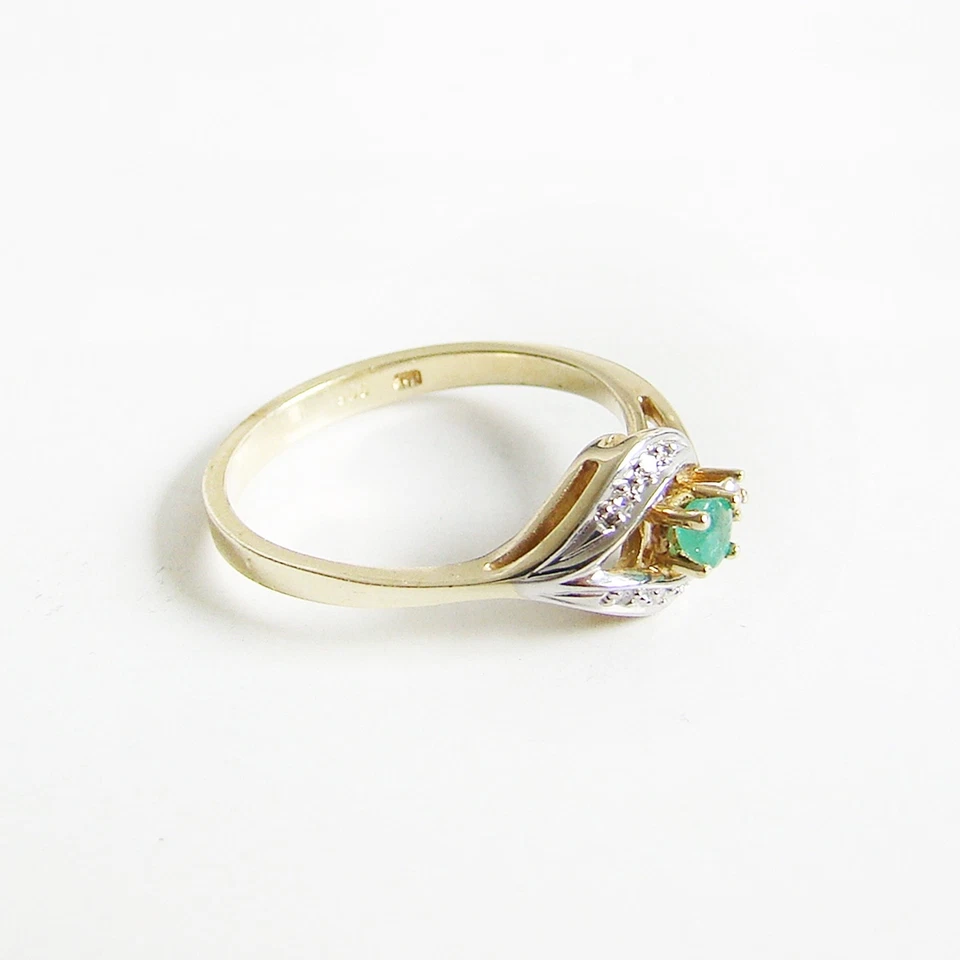 Ring Gold 585er Smaragd Diamanten 14 kt Goldschmuck Edelsteine bicolor Damen - Bild 4 von 4