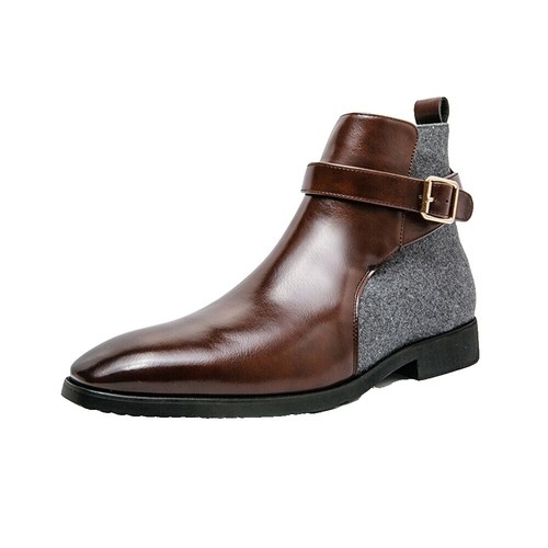 Men's Fleece-Lined Black Chelsea Boots-Zipper Buckle Winter Dress Ankle  Boots | eBay