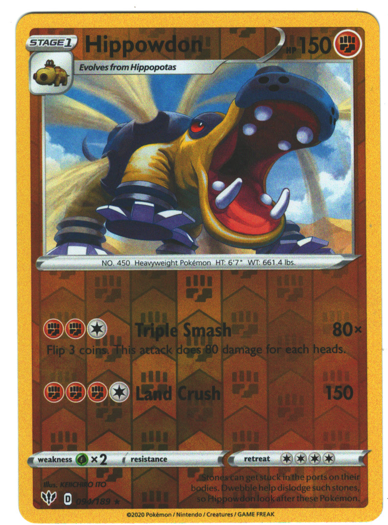 Hippowdon 94/189 Darkness Ablaze Reverse Holo Rare Pokémon TCG