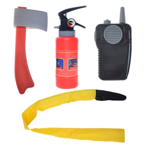 Kids Firefighter Fancy Dress Up Fireman Uniform Cosplay Outfit With Pretend Play - Picture 7 of 9