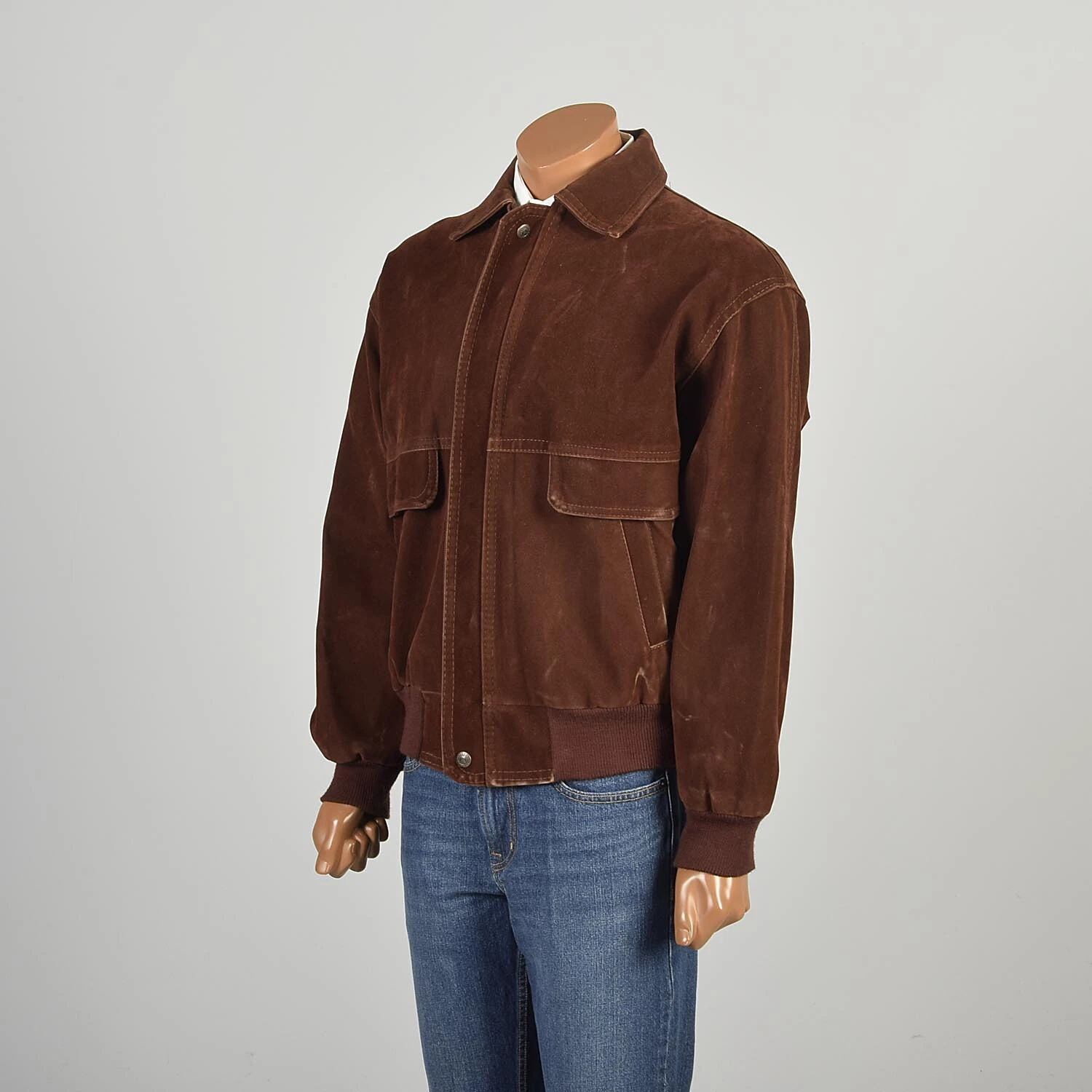  1990s velveteen bomber long sleeve pocket collared jacket