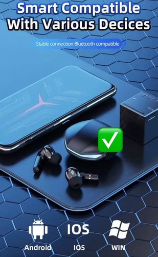 New GM2 Pro Bluetooth 5.3 Earbuds Wireless Dual Mode Sports Gaming Headset.Black - Picture 5 of 13