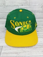 Vintage Seattle Super Sonics Snapback NBA Drew Pearson Hat Cap Green Yellow