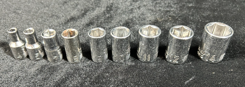 9 Craftsman Sockets 4, 5, 7-12, 14 mm 1/4" drive NICE!!! * - 第 1/4 張圖片
