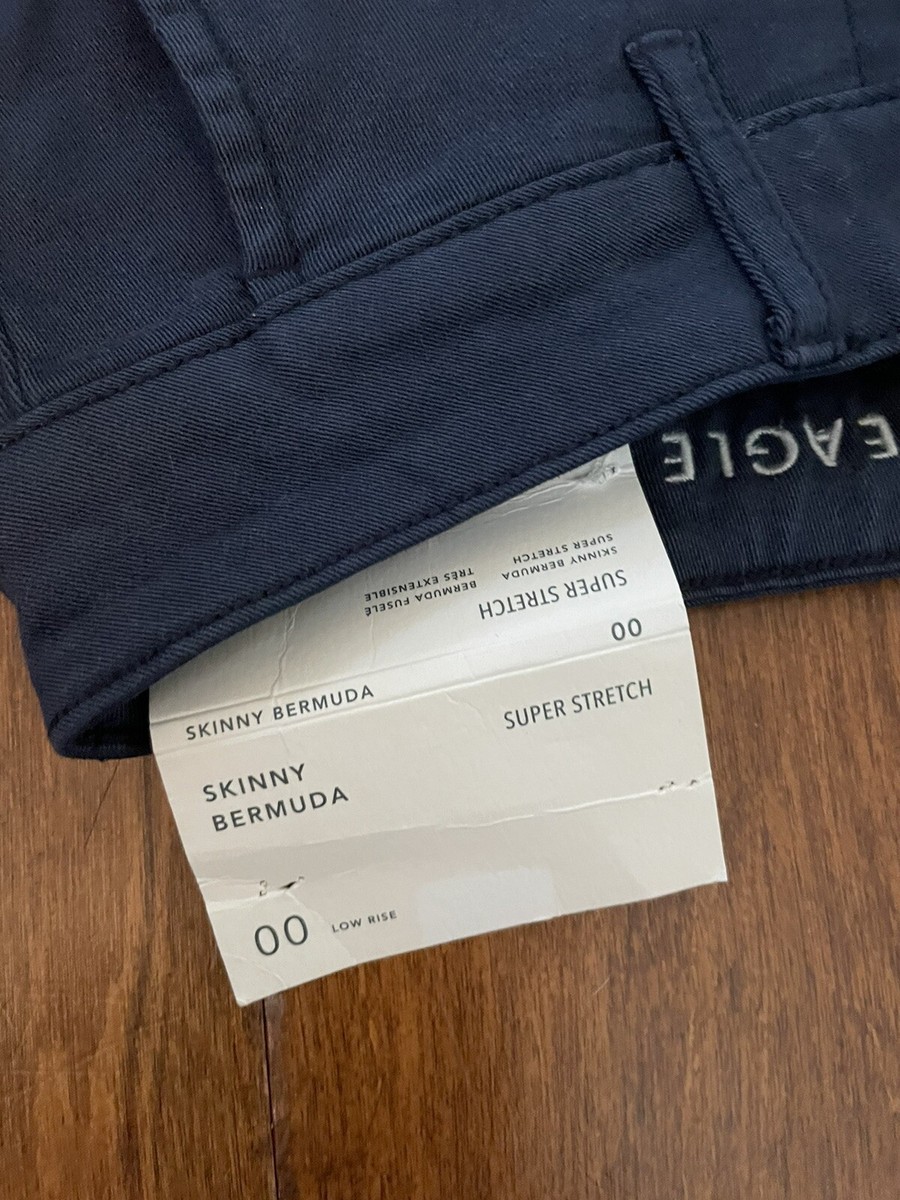 American Eagle Shorts Juniors 00 Navy Super Stretch Skinny Bermuda