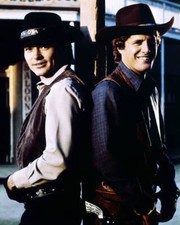 Pete Duel and Ben Murphy both in costume posing for a portrait iss- Old Photo