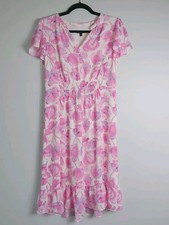Talbots Pink Floral Print Fluttery Feminine Dress Size 8