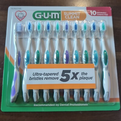 Sunstar GUM Summit Clean Toothbrush Soft Bristles - 10 pack