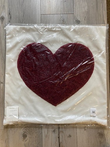 NEW Pottery Barn Cozy Teddy HEART Pocket Velvet Pillow Cover Valentines I Love U