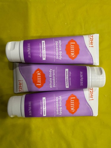 Whole Body Deodorant Invisible Cream Tube 72 Hour Odor Control PACK OF 3