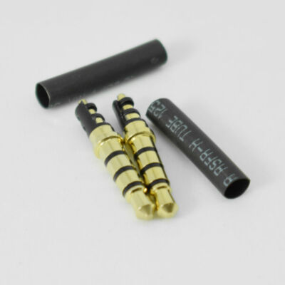 4pcs 3.5mm 1/8'' 4 Pole Gold  Male Soldering Audio Plug with Black Heat Shrink