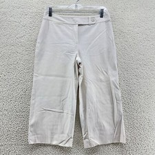 Vtg Ann Taylor 4 Lined Cotton White Wide Leg Cropped Pants Y2K Work Preppy