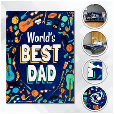 World's Best Dad Blanket Soft Plush Blanket Father's Day Blanket 50x60in