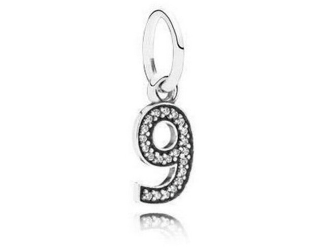Pandora Number 9 Dangle Charm, Clear CZ eBay