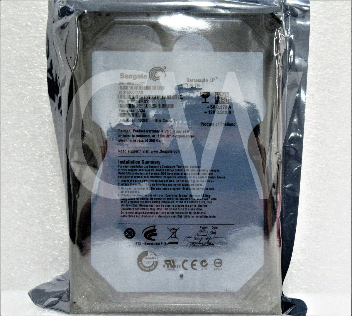 Seagate BARRACUDA ST31500541AS 1.5TB 5900RPM 3Gbps 3.5